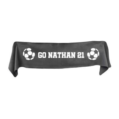 Small (75cm x 15cm) Football Theme - Grey Fleece Fabric (Personalised with Text)