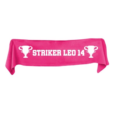Medium (100cm x 20cm) Champions Theme - Hot Pink (Fuchsia) Fleece Fabric (Personalised with Text)
