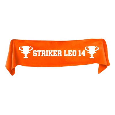 Medium (100cm x 20cm) Champions Theme - Burnt Orange Fleece Fabric (Personalised with Text)
