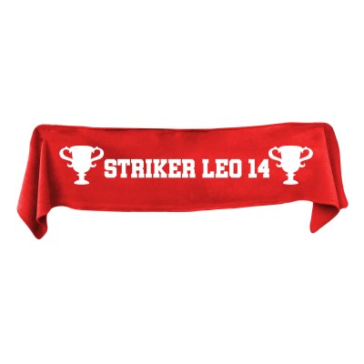 Medium (100cm x 20cm) Champions Theme - Red Fleece Fabric (Personalised with Text)