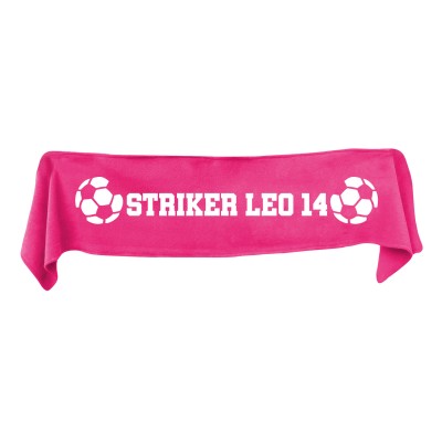 Medium (100cm x 20cm) Football Theme - Hot Pink (Fuchsia) Fleece Fabric (Personalised with Text)