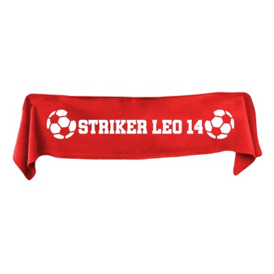 Medium (100cm x 20cm) Football Theme - Red Fleece Fabric (Personalised with Text)