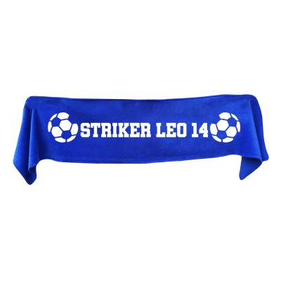 Medium (100cm x 20cm) Football Theme - Royal Blue Fleece Fabric (Personalised with Text)