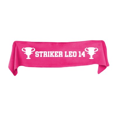 Small (75cm x 15cm) Champions Theme - Hot Pink (Fuchsia) Fleece Fabric (Personalised with Text)