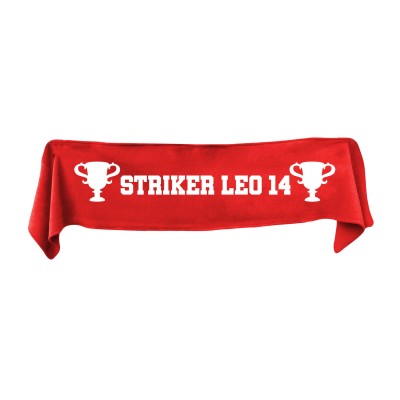 Small (75cm x 15cm) Champions Theme - Red Fleece Fabric (Personalised with Text)