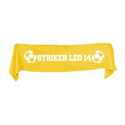 Small (75cm x 15cm) Football Theme - Yellow Fleece Fabric (Personalised with Text)