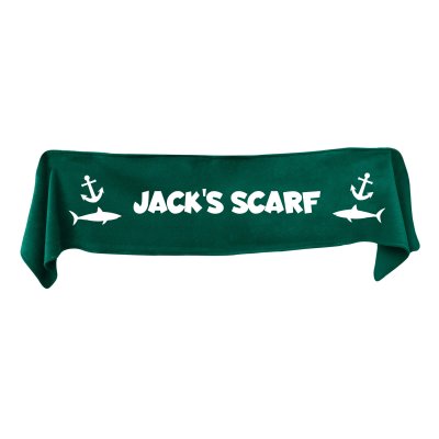 Medium (100cm x 20cm) with Sharks and Anchor Print - Dark Green Fleece Fabric (Personalised with Text)