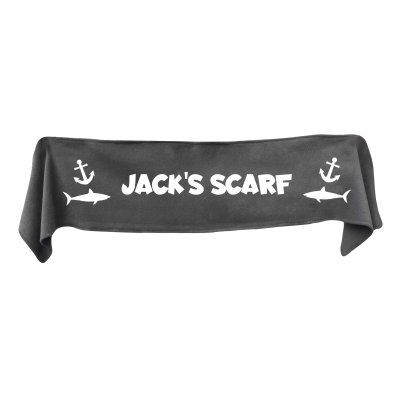 Medium (100cm x 20cm) with Sharks and Anchor Print - Grey Fleece Fabric (Personalised with Text)
