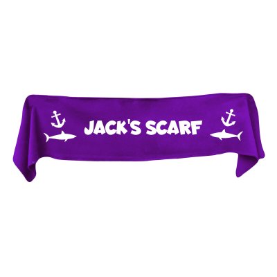 Medium (100cm x 20cm) with Sharks and Anchor Print - Purple Fleece Fabric (Personalised with Text)