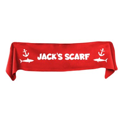 Medium (100cm x 20cm) with Sharks and Anchor Print - Red Fleece Fabric (Personalised with Text)