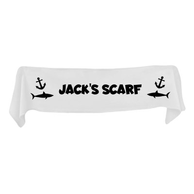 Medium (100cm x 20cm) with Sharks and Anchor Print - White Fleece Fabric (Personalised with Text)