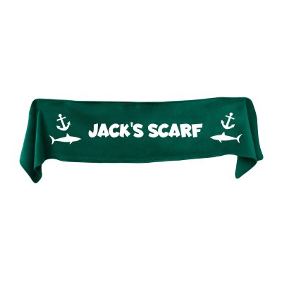 Small (75cm x 15cm) with Sharks and Anchor Print - Dark Green Fleece Fabric (Personalised with Text)