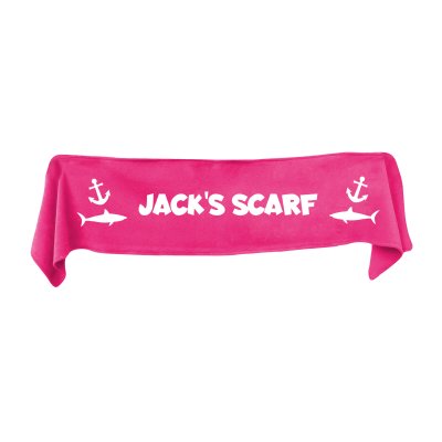 Small (75cm x 15cm) with Sharks and Anchor Print - Hot Pink (Fuchsia) Fleece Fabric (Personalised with Text)