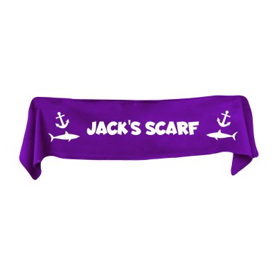Small (75cm x 15cm) with Sharks and Anchor Print - Purple Fleece Fabric (Personalised with Text)