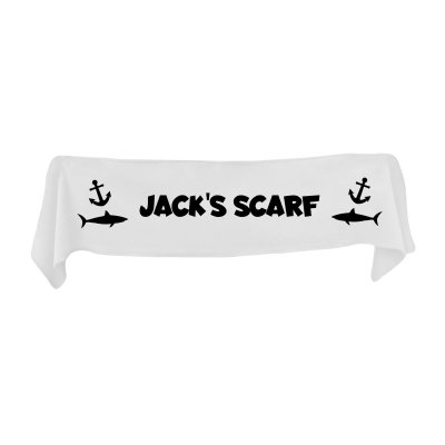 Small (75cm x 15cm) with Sharks and Anchor Print - White Fleece Fabric (Personalised with Text)