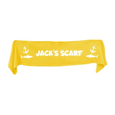 Small (75cm x 15cm) with Sharks and Anchor Print - Yellow Fleece Fabric (Personalised with Text)