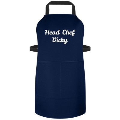 (70cm x 55cm) - Navy Blue Cotton Fabric (Personalised with Text) and Matching Fabric Pocket