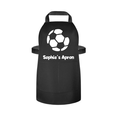 (55cm x 40cm) with Football Icon Black Cotton Fabric (Personalised with Name) and Matching Fabric Pocket