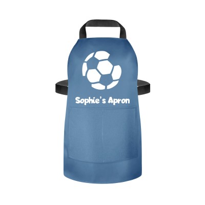(55cm x 40cm) with Football Icon - Gothic Blue Luxury Cotton Fabric (Personalised with Name) and Matching Fabric Pocket