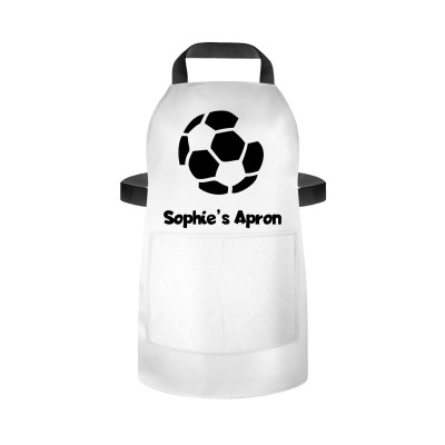 (55cm x 40cm) with Football Icon - White Cotton Fabric (Personalised with Name) and Matching Fabric Pocket