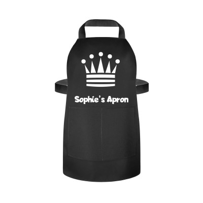 (55cm x 40cm) with Princess Icon Black Cotton Fabric (Personalised with Name) and Matching Fabric Pocket