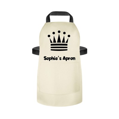 (55cm x 40cm) with Princess Icon - Natural Cotton Fabric (Personalised with Name) and Matching Fabric Pocket
