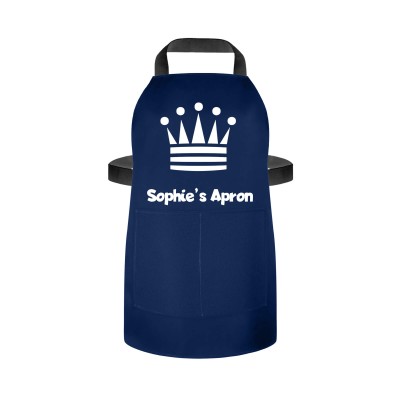 (55cm x 40cm) with Princess Icon - Navy Blue Cotton Fabric (Personalised with Name) and Matching Fabric Pocket