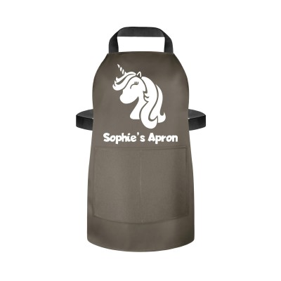 (55cm x 40cm) with Unicorn Icon - Chocolate Luxury Cotton Fabric (Personalised with Name) and Matching Fabric Pocket