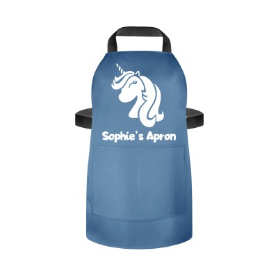 (55cm x 40cm) with Unicorn Icon - Gothic Blue Luxury Cotton Fabric (Personalised with Name) and Matching Fabric Pocket
