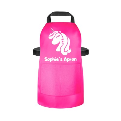 (55cm x 40cm) with Unicorn Icon - Hot Pink Cotton Fabric (Personalised with Name) and Matching Fabric Pocket