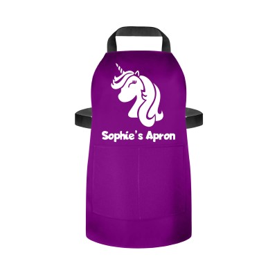 (55cm x 40cm) with Unicorn Icon - Purple Cotton Fabric (Personalised with Name) and Matching Fabric Pocket