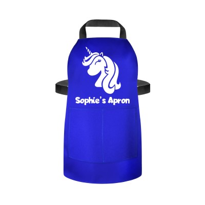 (55cm x 40cm) with Unicorn Icon - Royal Blue Cotton Fabric (Personalised with Name) and Matching Fabric Pocket