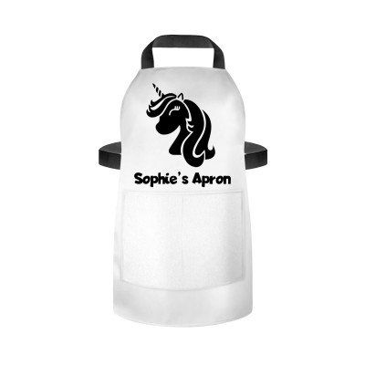 (55cm x 40cm) with Unicorn Icon - White Cotton Fabric (Personalised with Name) and Matching Fabric Pocket