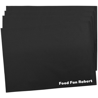 Pack of 4 (60cm x 40cm) Black Cotton Fabric (Personalised with Text)