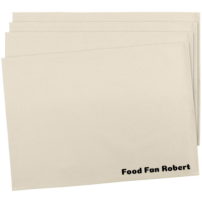 Pack of 4 (60cm x 40cm) - Natural Cotton Fabric (Personalised with Text)