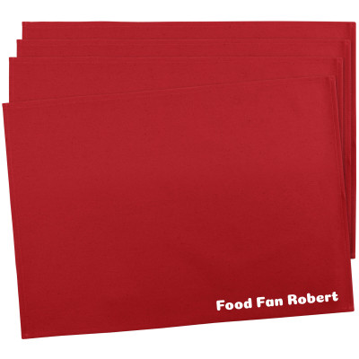 Pack of 4 (60cm x 40cm) - Red Cotton Fabric (Personalised with Text)