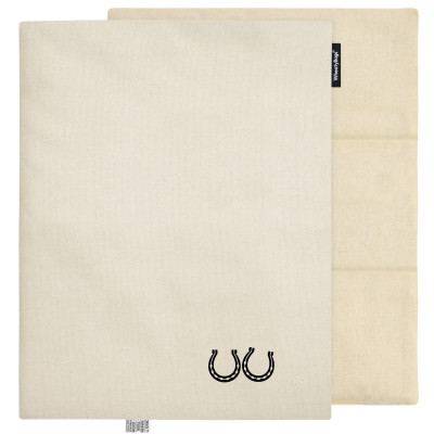 (Wheat Filling) 40cm x 30cm (3 Compartments) (Horse Shoe Print) - Natural Organic Cotton (Unscented) with Removable Cover (Personalised with Text)