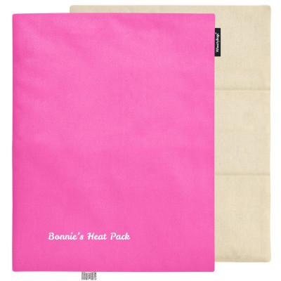 (Wheat Filling) 40cm x 30cm (3 Compartments) with No Icon - Hot Pink Cotton Fabric (Unscented) with Removable Cover (Personalised with Text)