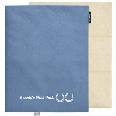 (Wheat Filling) 40cm x 30cm (3 Compartments) (Horse Shoe Print) - Gothic Blue Luxury Cotton Fabric (Unscented) with Removable Cover