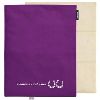 (Wheat Filling) 40cm x 30cm (3 Compartments) (Horse Shoe Print) - Purple Cotton Fabric (Unscented) with Removable Cover