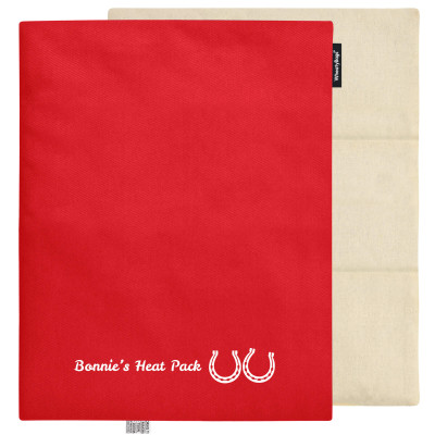 (Wheat Filling) 40cm x 30cm (3 Compartments) (Horse Shoe Print) - Red Cotton Fabric (Unscented) with Removable Cover