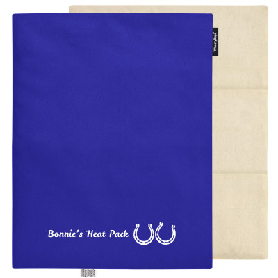 (Wheat Filling) 40cm x 30cm (3 Compartments) (Horse Shoe Print) - Royal Blue Cotton Fabric (Unscented) with Removable Cover