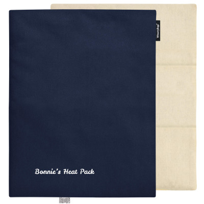 (Wheat Filling) 40cm x 30cm (3 Compartments) with No Icon - Navy Blue Cotton Fabric (Unscented) with Removable Cover