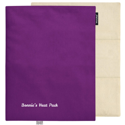 (Wheat Filling) 40cm x 30cm (3 Compartments) with No Icon - Purple Cotton Fabric (Unscented) with Removable Cover (Personalised with Text)
