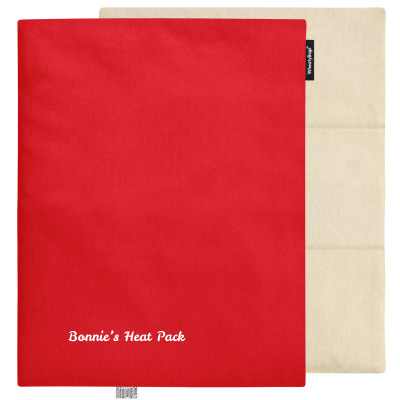 (Wheat Filling) 40cm x 30cm (3 Compartments) with No Icon - Red Cotton Fabric (Unscented) with Removable Cover