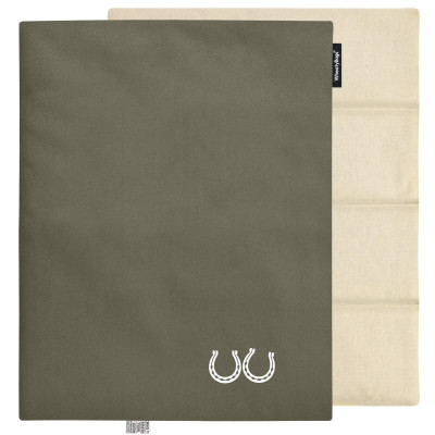 (Wheat Filling) Approx. 40cm x 30cm (6 Compartments) (Horse Shoe Print) - Chocolate Luxury Cotton Fabric (Unscented) with Removable Cover (Personalised with Text)