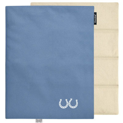(Wheat Filling) Approx. 40cm x 30cm (6 Compartments) (Horse Shoe Print) - Gothic Blue Luxury Cotton Fabric (Unscented) with Removable Cover (Personalised with Text)