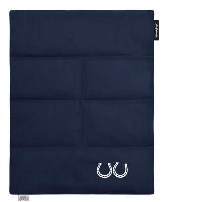 (Wheat Filling) Approx. 40cm x 30cm (6 Compartments) (Horse Shoe Print) - Navy Blue Cotton Fabric (Unscented) (Personalised with Text)