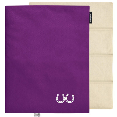 (Wheat Filling) Approx. 40cm x 30cm (6 Compartments) (Horse Shoe Print) - Purple Cotton Fabric (Unscented) with Removable Cover (Personalised with Text)