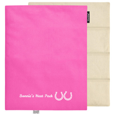 (Wheat Filling) Approx. 40cm x 30cm (6 Compartments) (Horse Shoe Print) - Hot Pink Cotton Fabric (Unscented) with Removable Cover